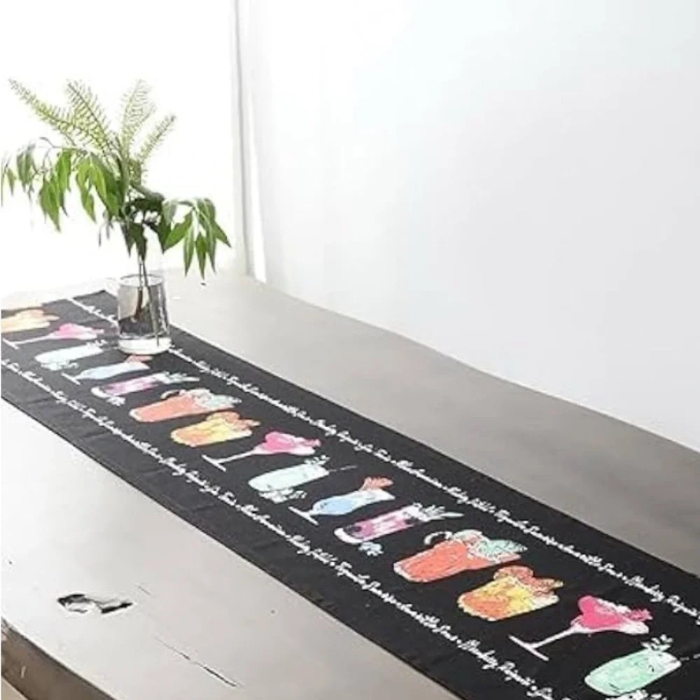 Colorful Cocktail Print Fabric table runner